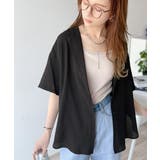 透ける、揺れる、魅せる。ヴィンテージライクシアー素材開襟シャツブラウス（半袖） | Classical Elf  | 詳細画像19 