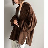 ブラウンストライプ | 甘さ控えめの好バランス◎ウエストタック袖フリルビッグ長袖シャツ | Classical Elf