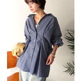 甘さ控えめの好バランス◎ウエストタック袖フリルビッグ長袖シャツ（無地 チェック柄… | Classical Elf  | 詳細画像34 