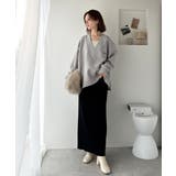 抜け感と上品さを両立。深めのネックで小顔見え♪ 胸刺繍Vネックダンボールニットト… | Classical Elf | 詳細画像5