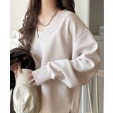 抜け感と上品さを両立。深めのネックで小顔見え♪ 胸刺繍Vネックダンボールニットト… | Classical Elf | 詳細画像26