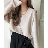 抜け感と上品さを両立。深めのネックで小顔見え♪ 胸刺繍Vネックダンボールニットト… | Classical Elf | 詳細画像28