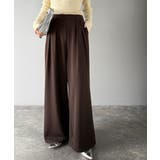 ブラウン | リラックス感ときちんと感を両立。上品見えするとろみ素材2タックスラックスパンツ | Classical Elf 