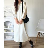 清楚にフェミニン、品よく抜け感。ランタンスリーブキーネックワンピース（ロング丈） | Classical Elf  | 詳細画像7 