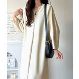 清楚にフェミニン、品よく抜け感。ランタンスリーブキーネックワンピース（ロング丈） | Classical Elf  | 詳細画像2 