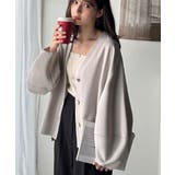 ライトグレー | たっぽり袖×ゴールドボタンの欲張りカーデ。ランタンスリーブ金釦Vネックカーディガ… | Classical Elf 