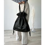 ブラック | きゅっと絞って可愛さ◎フェイクレザービッグトートバッグ | Classical Elf 