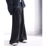 ブラック | さらっと美脚見せ。メランジ タックワイドパンツ | Classical Elf