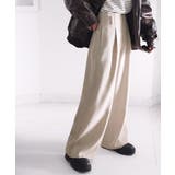 ベージュ | さらっと美脚見せ。メランジ タックワイドパンツ | Classical Elf