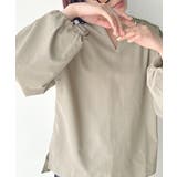 グレージュ | 大人のナチュラルな抜け感。2way バルーン袖キーネックトップス | Classical Elf