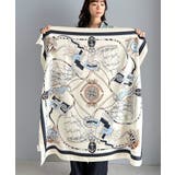 上品カワイイ♪90cm×90cmパネル柄シルクライク大判スカーフ | Classical Elf | 詳細画像8