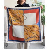 上品カワイイ♪90cm×90cmパネル柄シルクライク大判スカーフ | Classical Elf | 詳細画像35