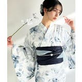 ブルー | 浴衣2点セット。花柄モチーフ浴衣(浴衣・兵児帯) | Classical Elf