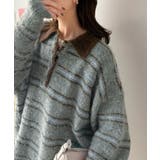 メンズライクに女子っぽさを。胸刺繍ブークレ配色ボーダーニットポロ(長袖) | Classical Elf | 詳細画像14