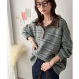 メンズライクに女子っぽさを。胸刺繍ブークレ配色ボーダーニットポロ(長袖) | Classical Elf | 詳細画像16