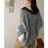 メンズライクに女子っぽさを。胸刺繍ブークレ配色ボーダーニットポロ(長袖) | Classical Elf | 詳細画像20