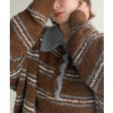 ブラウン | メンズライクに女子っぽさを。胸刺繍ブークレ配色ボーダーニットポロ(長袖) | Classical Elf