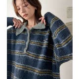メンズライクに女子っぽさを。胸刺繍ブークレ配色ボーダーニットポロ(長袖) | Classical Elf | 詳細画像33