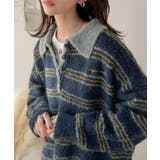 メンズライクに女子っぽさを。胸刺繍ブークレ配色ボーダーニットポロ(長袖) | Classical Elf | 詳細画像36