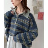 メンズライクに女子っぽさを。胸刺繍ブークレ配色ボーダーニットポロ(長袖) | Classical Elf | 詳細画像38