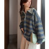 メンズライクに女子っぽさを。胸刺繍ブークレ配色ボーダーニットポロ(長袖) | Classical Elf | 詳細画像42