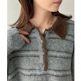 メンズライクに女子っぽさを。胸刺繍ブークレ配色ボーダーニットポロ(長袖) | Classical Elf | 詳細画像44