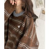 “配色”と“質感”で差をつける。胸刺繍ブークレー素材配色ボーダークルーネックニッ… | Classical Elf | 詳細画像16