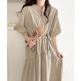 ベージュ | 旬の素材&デザイン。大人の前後2way ハーフジップドロストティアードワンピース | Classical Elf