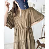 モカ | 旬の素材&デザイン。大人の前後2way ハーフジップドロストティアードワンピース | Classical Elf