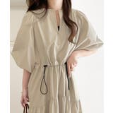 旬の素材&デザイン。大人の前後2way ハーフジップドロストティアードワンピース | Classical Elf | 詳細画像1