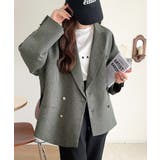 チャコール系その他 | 気軽に羽織れる大人のブレザー。サイドスリットオーバーサイズ ダブルジャケット | Classical Elf 