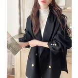 気軽に羽織れる大人のブレザー。サイドスリットオーバーサイズ ダブルジャケット | Classical Elf  | 詳細画像4 