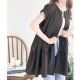 チャコール | エアリータッチのふんわりトップス。前後2wayティアードチュニックブラウス | Classical Elf 