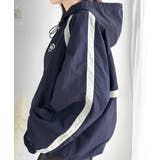 レトロムードで大人可愛い。バックロゴ刺繍配色ラインウィンドブレーカー | Classical Elf | 詳細画像11