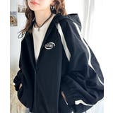 レトロムードで大人可愛い。バックロゴ刺繍配色ラインウィンドブレーカー | Classical Elf | 詳細画像1