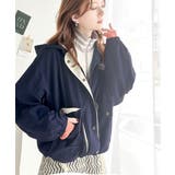 メンズライクなのに可愛く決まる。裏フリース胸刺繍配色トレーニングフード付きブルゾ… | Classical Elf | 詳細画像19