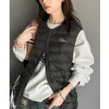 ブラック | 軽やかで女性らしく。胸刺繍スーパーライト中綿ダウンベスト | Classical Elf 