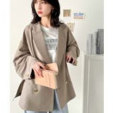 グレー | トレンドのオーバーサイズシルエット♪サッカー素材長袖ビッグジャケット(ダブル) | Classical Elf