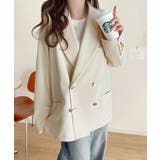 トレンドのオーバーサイズシルエット♪サッカー素材長袖ビッグジャケット(ダブル) | Classical Elf | 詳細画像4