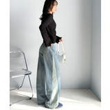 環境に優しいサステナブル素材。綿100%サイド切替ハイウエストワイドストレートデ… | Classical Elf  | 詳細画像13