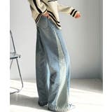 環境に優しいサステナブル素材。綿100%サイド切替ハイウエストワイドストレートデ… | Classical Elf  | 詳細画像14