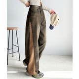 オレンジオーバーダイ | 環境に優しいサステナブル素材。綿100%サイド切替ハイウエストワイドストレートデ… | Classical Elf