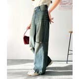 環境に優しいサステナブル素材。綿100％ウエストアシメワイドストレートダメージデ… | Classical Elf  | 詳細画像8 