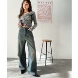 環境に優しいサステナブル素材。綿100％ウエストアシメワイドストレートダメージデ… | Classical Elf  | 詳細画像9 