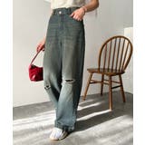 環境に優しいサステナブル素材。綿100％ウエストアシメワイドストレートダメージデ… | Classical Elf  | 詳細画像10 