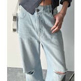 環境に優しいサステナブル素材。綿100％ウエストアシメワイドストレートダメージデ… | Classical Elf  | 詳細画像2 