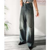 環境に優しいサステナブル素材。綿100％ウエストアシメワイドストレートダメージデ… | Classical Elf  | 詳細画像6 