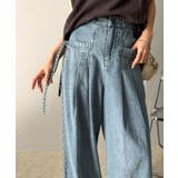 環境に優しいサステナブル素材。綿100%デニム素材サイドリボンタックワイドパンツ… | Classical Elf  | 詳細画像9