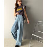 環境に優しいサステナブル素材。綿100%デニム素材サイドリボンタックワイドパンツ… | Classical Elf  | 詳細画像12