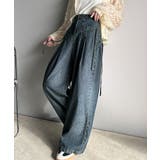 環境に優しいサステナブル素材。綿100%デニム素材サイドリボンタックワイドパンツ… | Classical Elf  | 詳細画像16